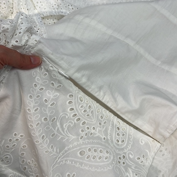 H&M white cotton crop top with eyelet puff sleeves XL - Picture 7 of 11